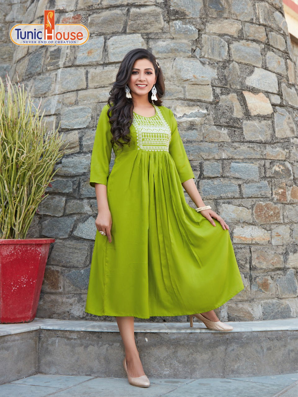 Tunic House Makhmali Fancy Designer Ethnic Wear Rayon Embroidery Kurti Collection